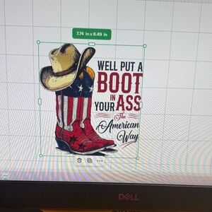 Graphic Cowboy Boots & Hat Patriotic Print - Red, White, Blue car decal sticker